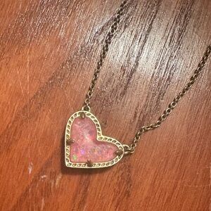Gold Necklace with Pink Heart Pendant- Kendra Scott